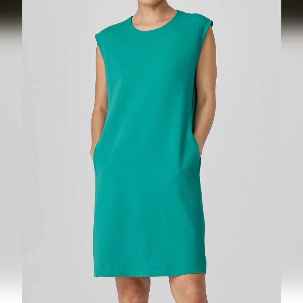 Eileen Fisher Sea Star Pima Cotton Stretch Jersey Round Neck Dress Size 2X
